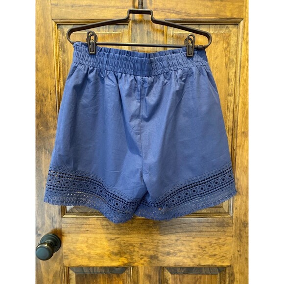 Boho Shorts Lace Trim Plus Size XL Navy Wide Elastic Waist Bohemian Hippie Gypsy - Picture 7 of 12